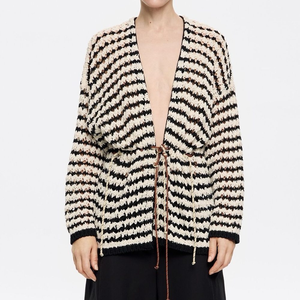 Bimba y Lola striped open-front cardigan black white size S/XS